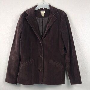 LL Bean Blazer Womens Regular Brown Corduroy Stretch Classic Jacket